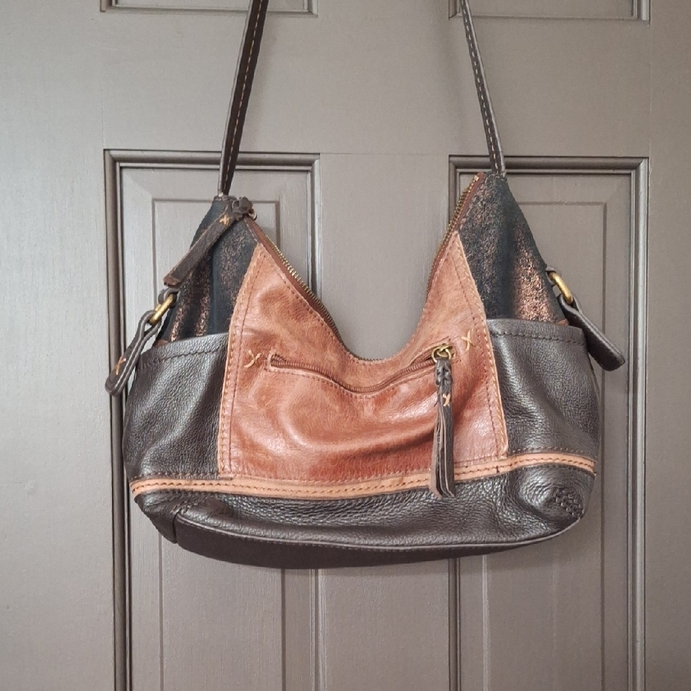 The Sak brand Brown Leather Hobo Bag with Slouchy Design